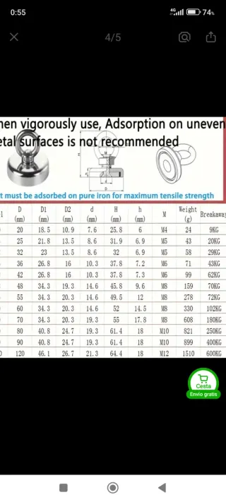 Imán Neodimio 60 mm