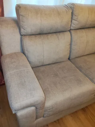 Sofá de 2 plazas tela beige/gris