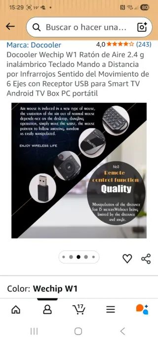 Docooler Wechip W1 Ratón Aire 2.4g Inalámbrico