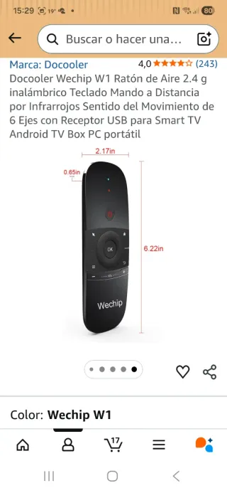 Docooler Wechip W1 Ratón Aire 2.4g Inalámbrico