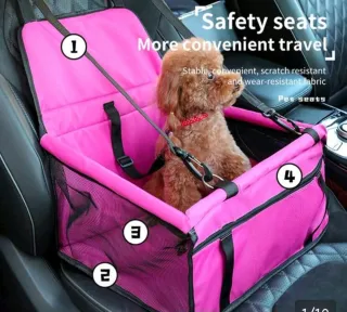 Transportín para coche de perro rosa