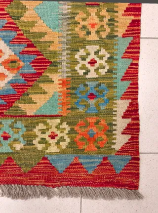 Tappeto Kilim afgano corsia 398x74 cm
