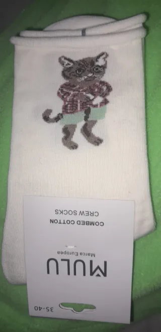 Venta solidaria:Un par Calcetines gato talla 35-40