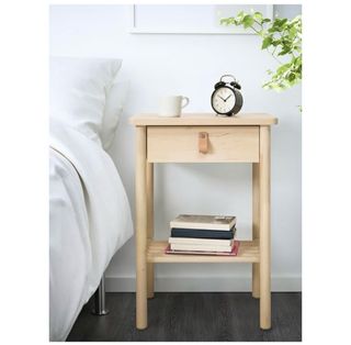 Cama de abedul macizo + somier + mesitas a juego