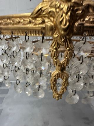 Lámpara araña cristal roca retro dorada