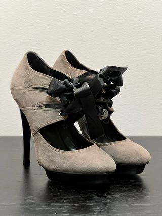 Sapatos Made In camurça cinza salto 12cm T36