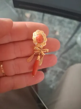 Pendientes Antiguos Oro 18k Corales