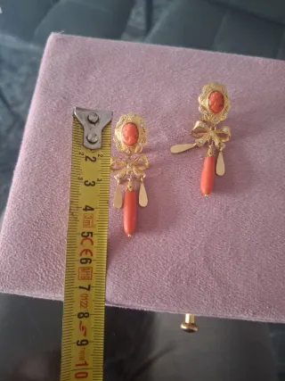 Pendientes Antiguos Oro 18k Corales