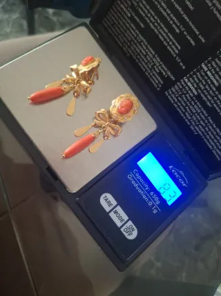 Pendientes Antiguos Oro 18k Corales