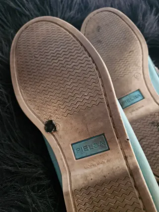 Mocasines de piel color azul verdoso