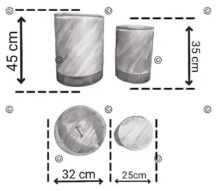 Pouf rotondo grigio con base oro