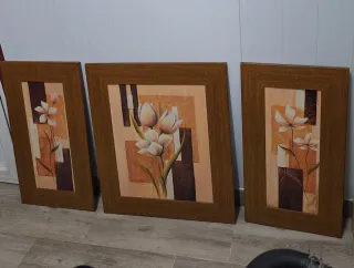 Conjunto 3 cuadros flores