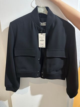 Chaqueta Bomber Zara Negra Talla S