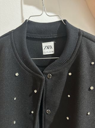 Chaqueta Bomber Zara Negra con Brillantes