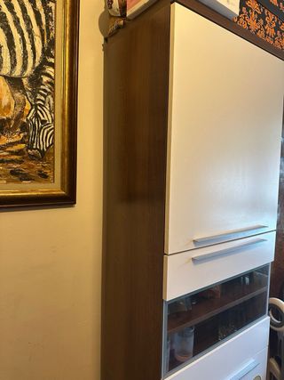 Mueble salón madera y cristal