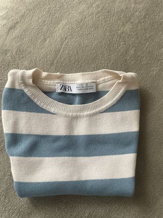 Jersey Zara Rayas Azul y Blanco Talla S