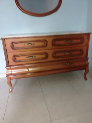 Cómoda y espejo vintage madera y mármol
