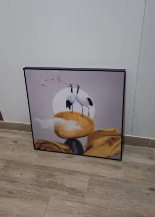 Cuadro Decorativo Grullas y Rocas