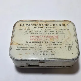 Vecchia scatola di latta La Pasticca del Re Sole