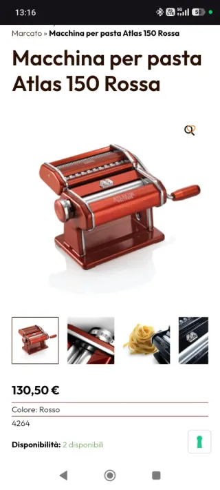 Macchina per pasta Marcato Atlas 150 rossa