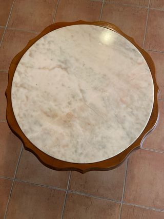 Mesa redonda mármol y madera