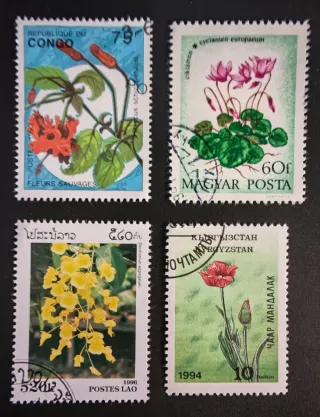 Lote de 4 sellos de flores