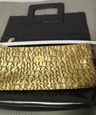 Bolso y cartera Farrutx negro y dorado