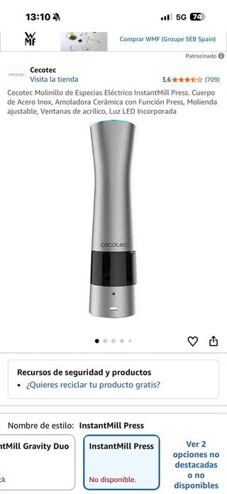 Cecotec Molinillo Eléctrico InstantMill Press