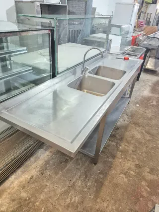 Fregadero industrial doble acero inoxidable