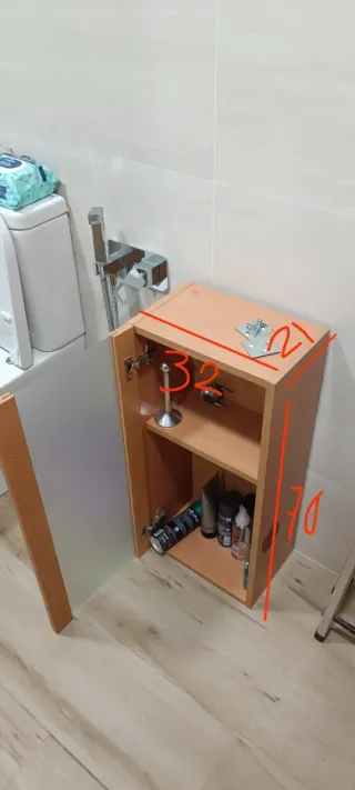 Armario baño madera y cristal