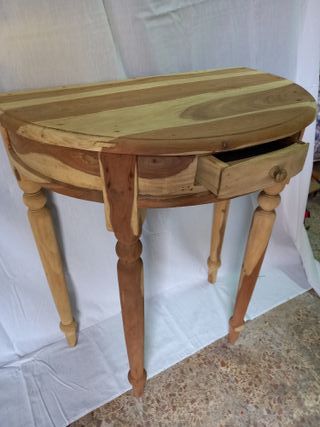 consola mitja lluna semicirculo fusta vena natural