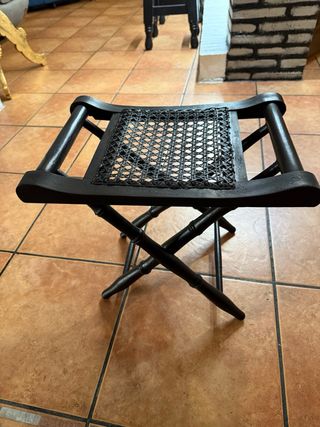 Taburete plegable madera y ratán