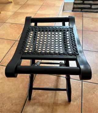 Taburete plegable madera y ratán