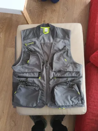 Chaleco pesca multi bolsillos gris