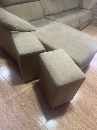 Sofá relax eléctrico tela beige/gris