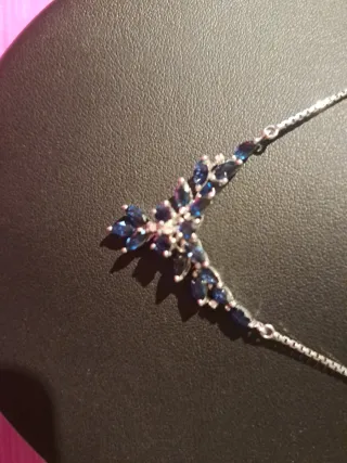 Cadena Veneciana Oro Blanco 18k Zafiros