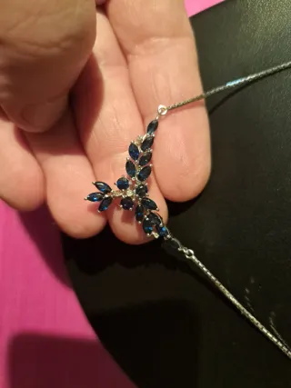 Cadena Veneciana Oro Blanco 18k Zafiros