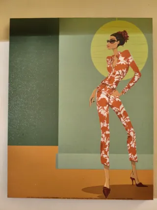 Cuadro Decorativo Mujer Estampado Floral