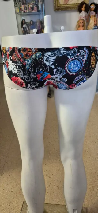 Bañador hombre negro plateado