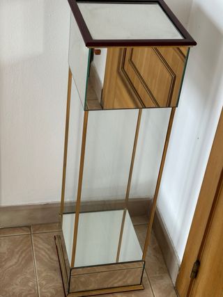 Mesita Decoración Madera, Cristal y Metal