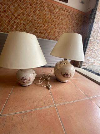 Pack 2 Lámparas Cerámica Beige y granate