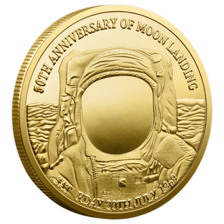 MONEDA CONMEMORATIVA BAÑADA EN ORO HUELLA LUNAR