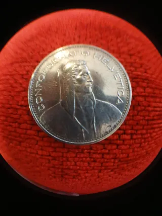 Moneda 5 Francos Suiza Plata 1965