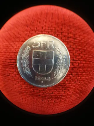 Moneda 5 Francos Suiza Plata 1965