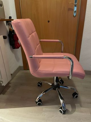 Silla de escritorio juvenil rosa con ruedas