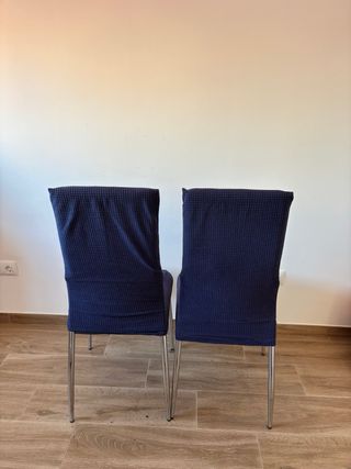 2 Sillas Acolchadas con Funda Azul