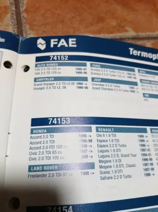 4 Calentadores FAE Land Rover Freelander 2.0