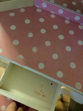 Tocador infantil madera con espejo y taburete