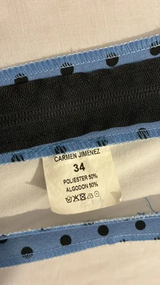 Traje Flamenca Lunares Azul Crespón