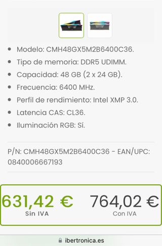 Corsair Vengeance RGB DDR5 48GB 6400MHz CL36